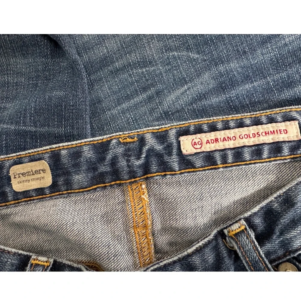 Adriano Goldschmied Premiere Skinny Straight Distressed‎ Jeans Medium Wash 28